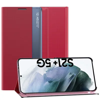 Obrázek produktu pro Samsung Galaxy S21 Plus 5G Pouzdro, Slim Flip Kožené Pouzdro s Okénkem a Stojánkem pro Samsung Galaxy S21 Plus 5G červené