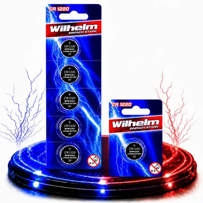 Produktbild von 6x CR1220 WILHELM Blister Lithium Knopfzelle 3V 40mAh ø12x2,0mm Batterie DL1220, KI-generiertes Bild
