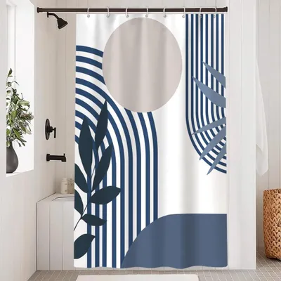 Imagen del producto de Cortina de ducha impermeable, resistente al moho, de 120 x 180 cm, con 8 ganchos, para el baño