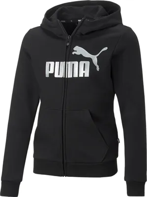 Produktbild von PUMA Ess+ Metallic Logo Fleece-Kapuzenjacke Mädchen puma black 152