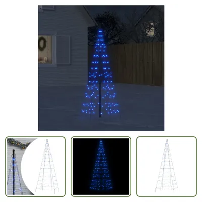 Productafbeelding van De Living Store LED-kerstboom voor vlaggenmast, 200 LED's, blauw, 180 cm