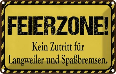 Produktbild von vianmo Blechschild 12x18 cm Feierzone Kein Zutritt für Spruch Zitat