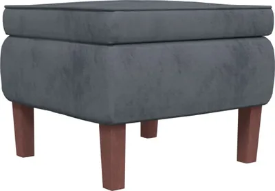 Immagine prodotto di Poggiapiedi con Gambe in Legno Grigio Scuro in Velluto