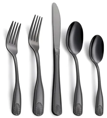 Produktbild von Besteck Set Essbesteck - 20-teilig - Edelstahl - Schwarz - Für 4 Personen - Spülmaschinenfest