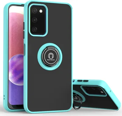 Produktbild von Samsung A03S Hülle, Ring Halter Ständer Matte Transluzent TPU Rahmen Stoßfest Schutzhülle für Samsung Galaxy A03S Hellblau