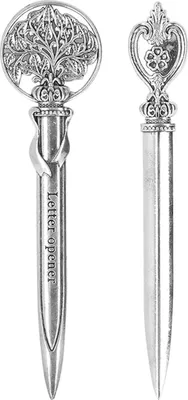 Immagine prodotto di 2 PCS tagliacarte argento stile vintage decorativo pratico coltello portatile in lega di zinco per ufficio