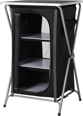 Produktbild von Progarden | Campingschrank - mit Tisch - 97 cm - Schwarz - Faltbar und platzsparend - Ideal für Camping