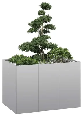Obrázok produktu pre Galvanizovaný záhradný kvetináč – Kvetináč z ocele – Odolný voči poveternostným vplyvom – 120x80x80 cm – Strieborná farba