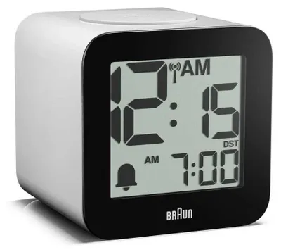 Obrázek produktu pro Braun BC25WP-DCF, Tabulka, Rádiem řízené hodiny, Další, Černá, Bílá, LCD, Baterie