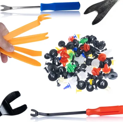 Immagine prodotto di Rosfix Set di Perni Universali per Auto da 600 Pezzi + Set di Strumenti per Leve per Perni per Auto da 6 Pezzi
