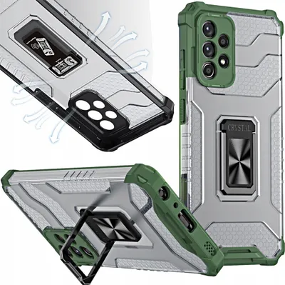 Immagine prodotto di Anello di cristallo Custodia ibrida blindata + supporto magnetico Samsung Galaxy A72 4G verde