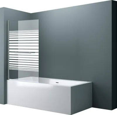 Image de doporro Paroi de Baignoire 95 x 140 cm Pare Baignoire 1 Volet Montage Réversible Verre Trempé 6mm Transparent avec Bandes Opaques Cortona1122