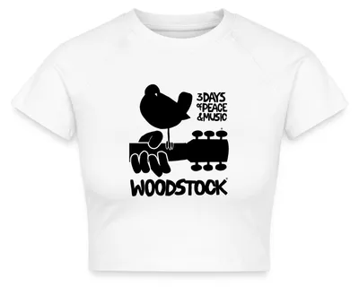 Produktbild von Spreadshirt Woodstock Logo Schwarz 3 Days Of Peace & Music Crop Top, S, Weiß