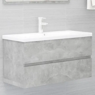 Produktbild von Waschbeckenunterschrank Betongrau 90x38,5x45 cm Holzwerkstoff , Badezimmerschränke Design 2024