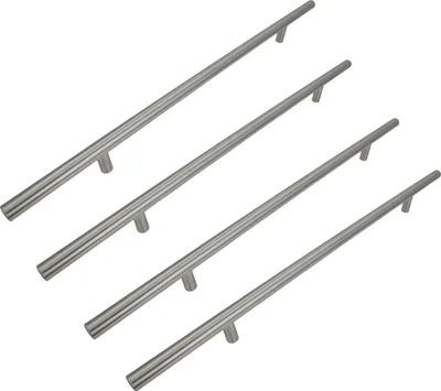 Immagine prodotto di set di 4 maniglie per mobili in acciaio inox 256 mm in argento spazzolato opaco - Accessori per mobili eleganti e funzionali per cucina, soggiorno e camera da letto.