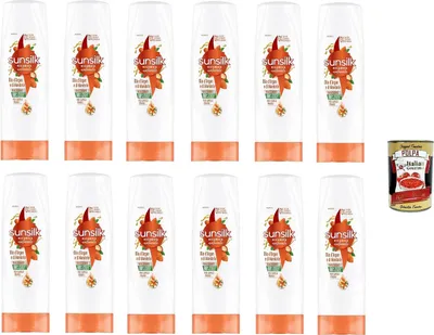 Produktbild von Argan- und Mandelöl-Conditioner, Conditioner für brüchiges und geschädigtes Haar, mit Arganöl und Bio-Mandelöl, 12x 200 ml+ Italian Gourmet polpa 400g