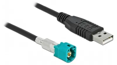 Productafbeelding van DELOCK Kabel, HSD Z-connector naar USB 2.0 Type-A-connector, 0,5 meter, 0,5 meter, HSD Z, USB 2.0 Type-A, zwart