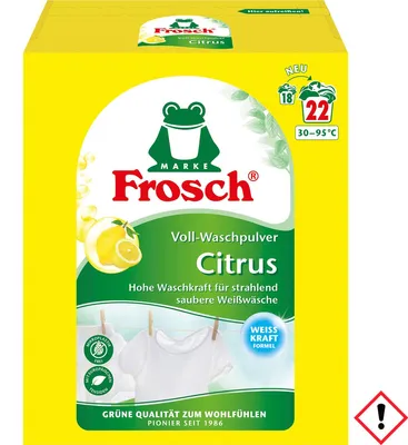 Obrázek produktu pro Frosch Citrusový prací prášek s vysokou prací silou Veganský prášek 22 WL