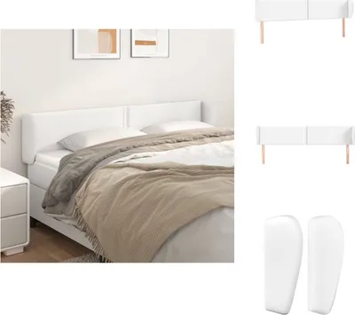 Produktbild von vidaXL Kopfteil mit Ohren Weiß 203x23x78/88 cm Kunstleder -  Kopf- & Fußenden