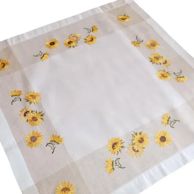 Produktbild von Tischdecke Stickerei Sonnenblumen Tischläufer 85 x 85 cm