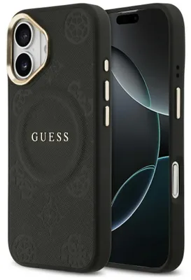 Image de GUESS case for IPHONE 17 compatible with MagSafe GUHMP17SPSAMSECK (PU W/ Peony Hot Stamp) black