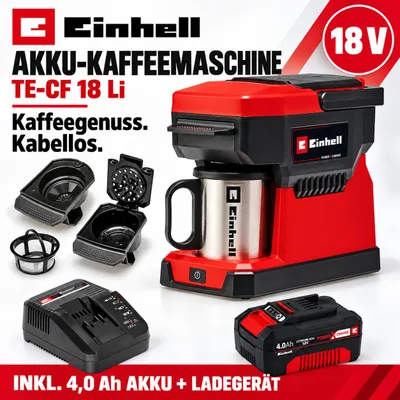 Produktbild von Einhell Akku-Kaffeemaschine TE-CF 18 Li-mit Akku 4.0, Ladegerät 18V,