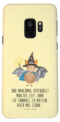 Produktbild von Mr. & Mrs. Panda Samsung Galaxy S9 Handyhülle Fledermaus Zauberer - Gelb Pastell - Geschenk, Reinsteigern, Handy Case, Cover, Lustige Sprüche, Fledermäuse, Magier, Frauen