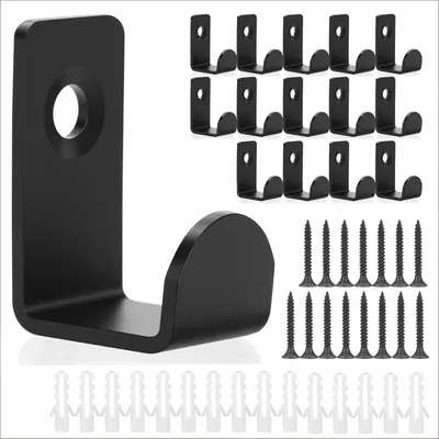 Produktbild von 16 Kleiderhaken Wandhaken Metall Schwarz L-Form für Garderobe Küche