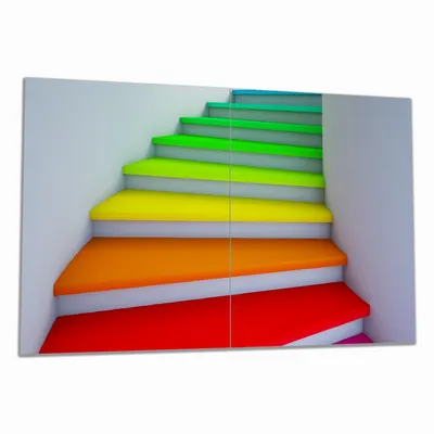 Produktbild von Wallario Herdabdeckplatte aus Glas, Größe 80 x 52 cm 2-teilig, Motiv Bunte Treppe