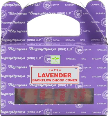 Produktbild von Rückfluss Räucherkegel für den Wasserfall Effekt, 24 handgerollte Kegel aus Indien für Entspannung und Meditation, auch im 3er Set (Lavendel)