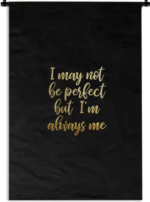 Produktbild von MuchoWow® Wandteppich Wandbehang Perfekt - Schwarz und Gold - Zitate 60x90 cm Tapisserie Dekoration Wandtuch - Foto-Teppich - Abwaschbar