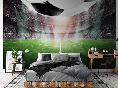 Produktbild von Vlies Fototapete Fußball 400x280 cm Tapeten Wandtapete XXL Fussballstadion für Kinder i-C-10044-a-a