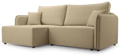 Image de Selsey Kassian - Canapé d'angle avec fonction sommeil et coffre de lit, beige, gauche