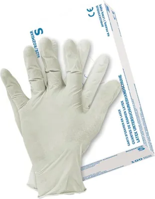 Produktbild von 100 Stk. Naturlatex Einweghandschuhe Lebensmittelzulassung S