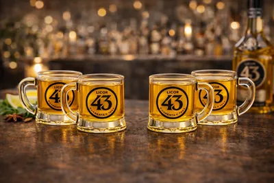 Produktbild von Licor 43 Minibeer Gläser 4er Set – Original 43er Shotgläser / Pinnchen für Likör Shots