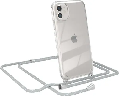 Produktbild von EAZY CASE Handykette kompatibel mit Apple iPhone 11, Handyhülle mit Umhängeband, Handykordel, Schutzhülle Clear, Band in Grau
