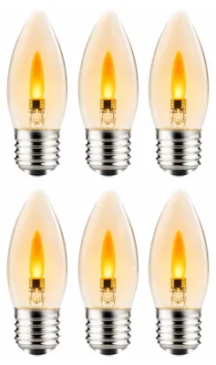Produktbild von 6 x LED Filament Leuchtmittel Kerze 1W E27 klar Flackerlicht Feuer