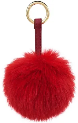 Obrázek produktu pro Měkký přívěsek na klíče z umělé kožešiny, červený, 13 cm, s bambulí