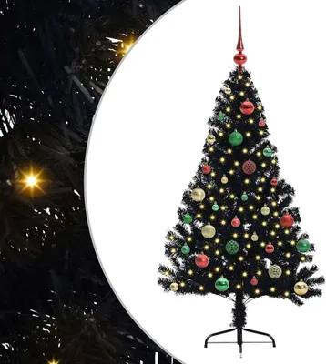Obrázok produktu pre vidaXL Umelý predsvietený vianočný stromček čierny 150 cm PVC