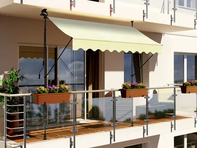Produktbild von LED - Markise mit Kurbel 250cm Breit Klemmmarkise Balkonmarkise Sonnenschutz Terrasse Balkon - 250x150cm - creme