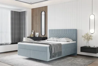 Produktbild von Boxspringbett Schlafzimmerbett ROCIO Nr.4 Premium 140x200cm in Stoff Hellgrau