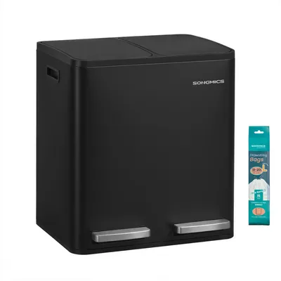 Produktbild von Abfalleimer 2 Fächer, Mülleimer 2 x 15 L, Tretmülleimer Softclose-Deckel, Küche, herausnehmbare Inneneimer