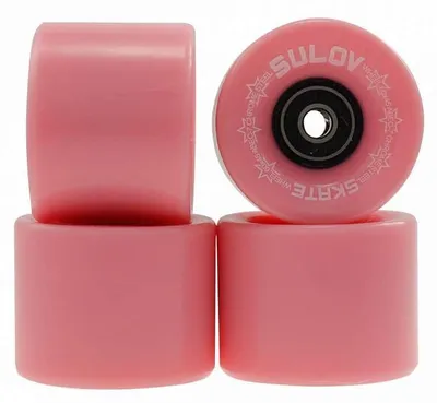Obrázek produktu pro Sulov® Kolečka pro pennyboard, barva pastelová růžová, rozměry 60 x 45 mm, tvrdost 85A (sada 4 kusů s ložisky ABEC-7 chrom)