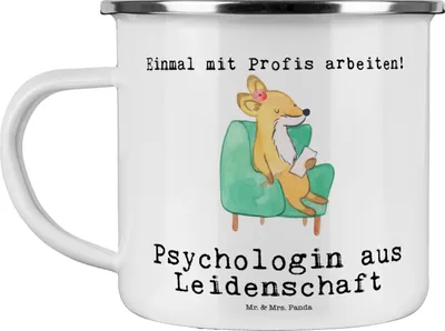 Produktbild von Mr. & Mrs. Panda Motivtasse Psychologin Leidenschaft - Weiß - Geschenk, Pott, becher emaille, Teebecher, Teetasse, Tasse