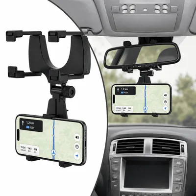 Produktbild von MidGard Universal Smartphone Autohalterung für KFZ-Rückspiegel, Autospiegel Halterung für Handy, kompatibel mit Apple iPhone, Samsung, Huawei, OnePlus uvm.