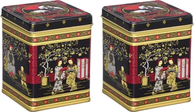 Obrázok produktu pre tea4chill Sada na čaj / kávu / potraviny „Black Japanese“, 2 dózy po 100 g, viečko na pántoch