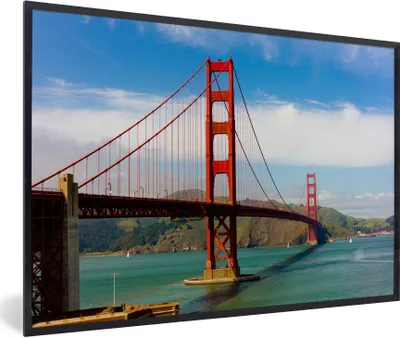 Produktbild von MuchoWow® Gerahmtes Poster Blick auf die Golden Gate Bridge in Kalifornien 30x20 cm - Poster mit Schwarzem Bilderrahmen Wandposter Rahmen Foto Bilder - Kunstdruck - Bild-Poster
