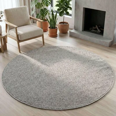 Produktbild von Carpetsale24 Teppich Wohnzimmer Einfarbig Bouclé Schlingenflor Skandi Stil Robust Superweich für Schlafzimmer, Grösse: 200 cm Rund