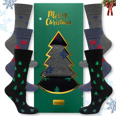 Produktbild von Herrensocken Größe 40-45, festlich, 3er-Pack von SOXO, Geschenk für die Feiertage für Männer