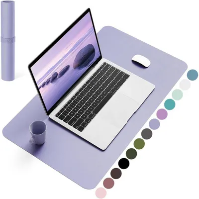 Immagine prodotto di Tappetino per scrivania, poggiapolsi, in pelle e ecopelle, 60x35 cm, colore lavanda